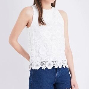 Maje Ecru Lidony Floral Lace Sleeveless Top - Size 1 (S)